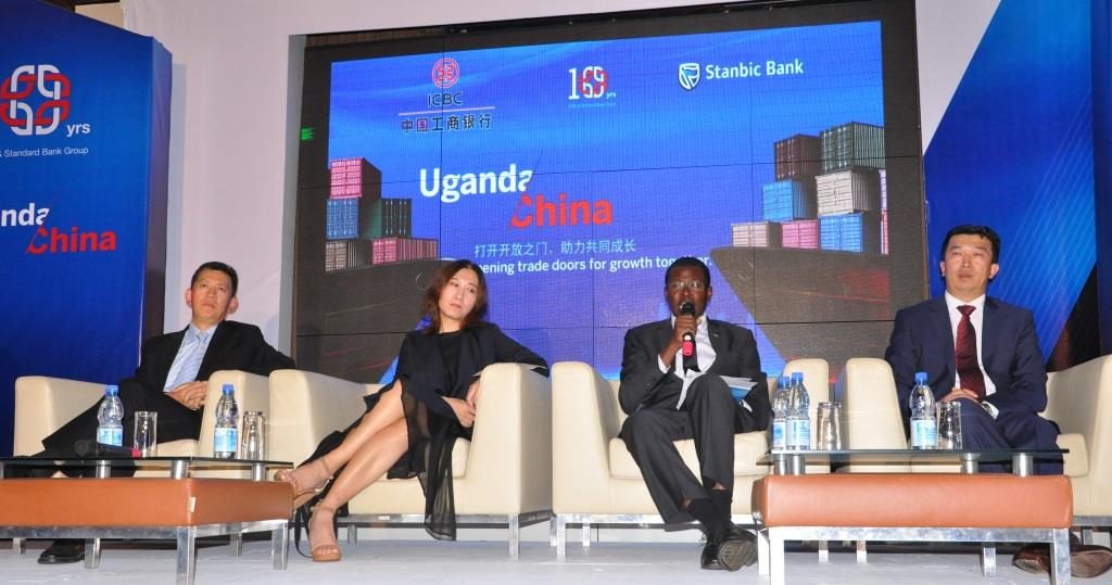 Mr James Karama Stanbic’s Head Client coverage Oil & Gas (2nd Right) speaking on the development of Uganda’s oil industry during a panel discussion at the China Uganda Forum hosted by Stanbic Bank at the Kampala Serena Hotel. He is joined (L-R) by Mr. Fan Bing, Standard Bank Group’s Head of Client Coverage Asia, Ms. Guo YaQiong MD, Guangzhou Dongsong Energy and Mr. Sun Gang, Deputy Chief Executive Officer, ICBC African Representative Office.