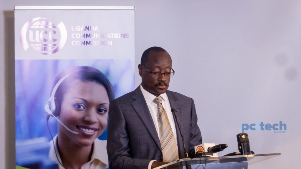 Gordon Kyomukama; Chief Technical Officer at MTN Uganda speaking at the launch of the pilot project for remote broadband connectivity in rural areas of Uganda on Friday 4th, May 2018.