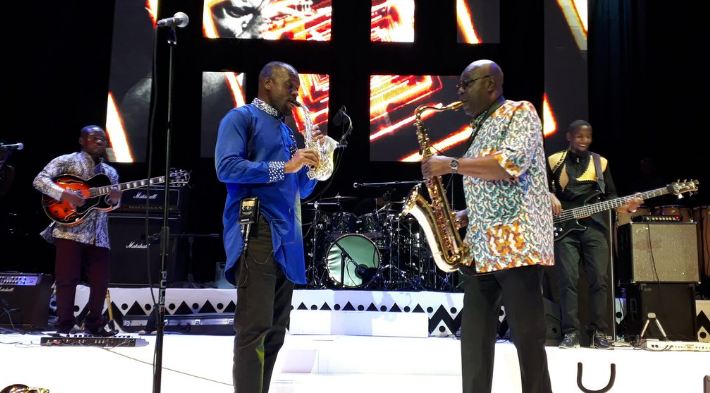 Isaiah Katumwa and Manu Dibango share the stage