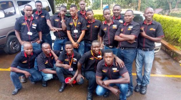 Jumia food delivery team pose for a group photo. 