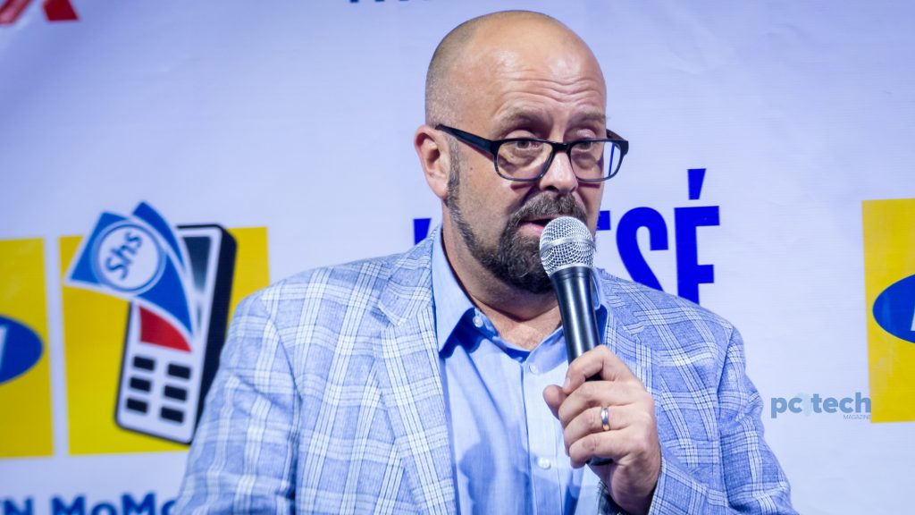 MTN Uganda's Chief Marketing Officer; Olivier Prentout speaking during the launch of Kwese Iflix Platform in Uganda on Tuesday 12th, June 2018 at The Square Palace in Kampala, Uganda.