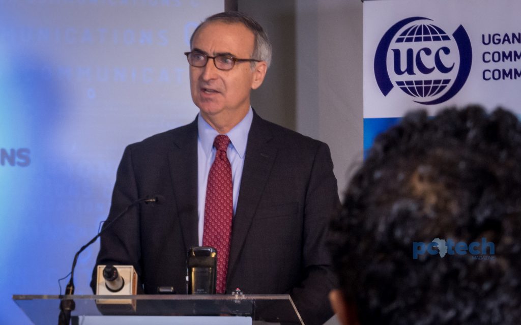 Intelsat CEO; Stephen Spengler speaking at the launch of the pilot project for remote broadband connectivity in rural areas of Uganda on Friday 4th, May 2018.